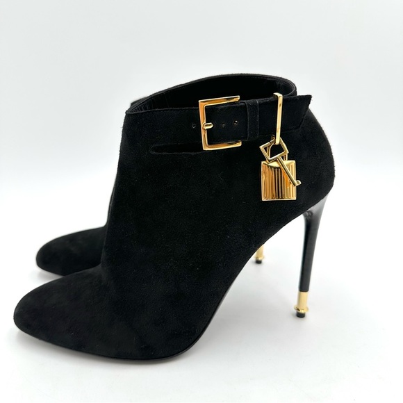 TOM FORD Sue Padlock Suede Ankle Bootie Black - Picture 7 of 15